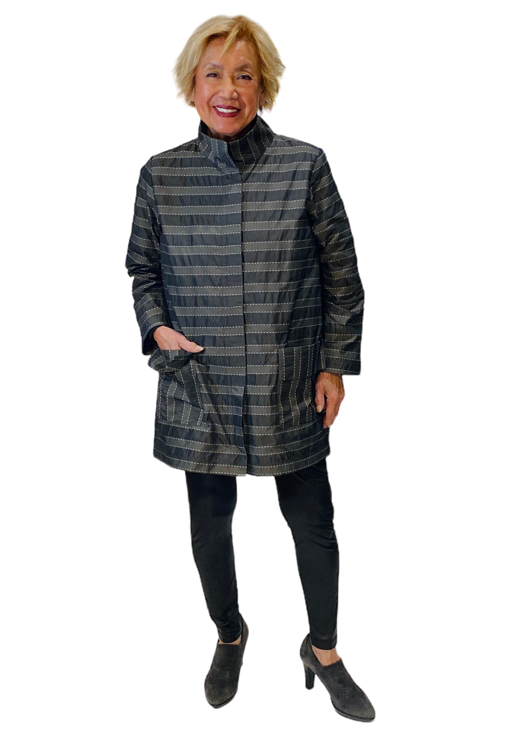 long taffeta jacket by christopher calvin