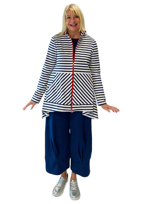 sailor stripe zip front jacket by kozan