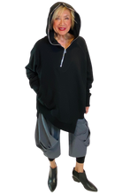 black asymmetric zipper hoodie by asparagus