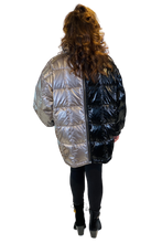 black and silver puffer coat by asparagus