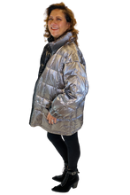 black and silver puffer coat by asparagus