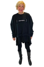 black logo tunic hoodie by asparagus