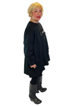 black logo tunic hoodie by asparagus