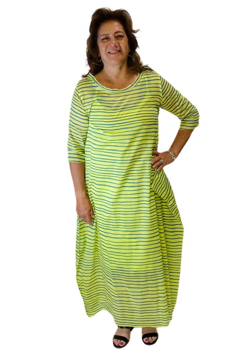 striped lime dress with slip by bread & butter