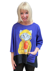 cat with fish tee by cupcake