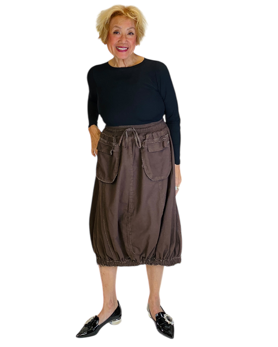 pocket cargo brown cotton  skirt by loyko