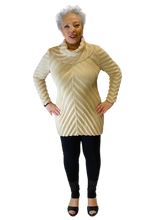 permanent pleat cowl neck top by mc oasis