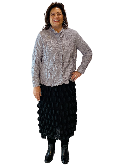 black popcorn texture skirt by vanite couture