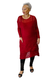 long sleeve two layer red dress by mc oasis