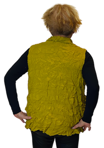 lime/mustard crinkle fabric vest by moonlight