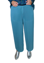 blue permanent pleat flowy pant by vanite couture