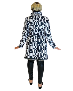 black & white neoprene coat w/ zippers by sohung designs