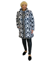 black & white neoprene coat w/ zippers by sohung designs