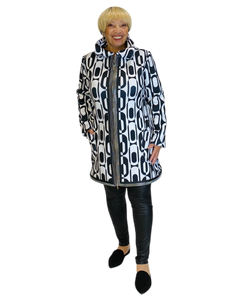 black & white neoprene coat w/ zippers by sohung designs