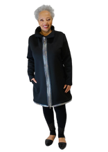 black neoprene coat w/ zippers by sohung designs