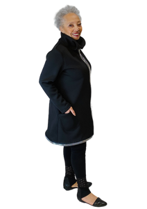 black neoprene coat w/ zippers by sohung designs