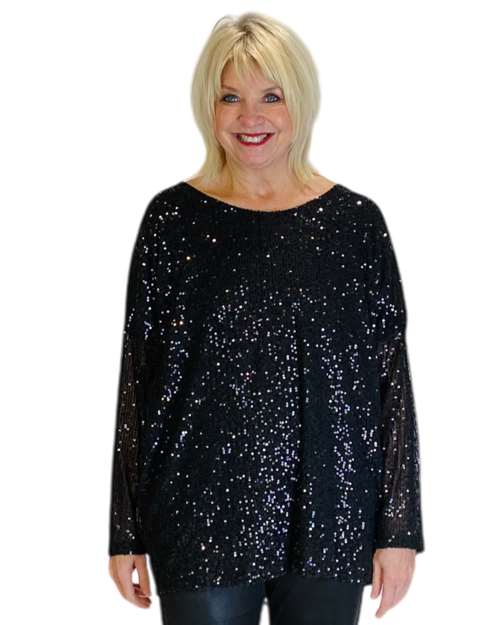 long sleeve sequin top by tina stephens