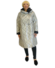 reversible flocked line print/black raincoat by ubu