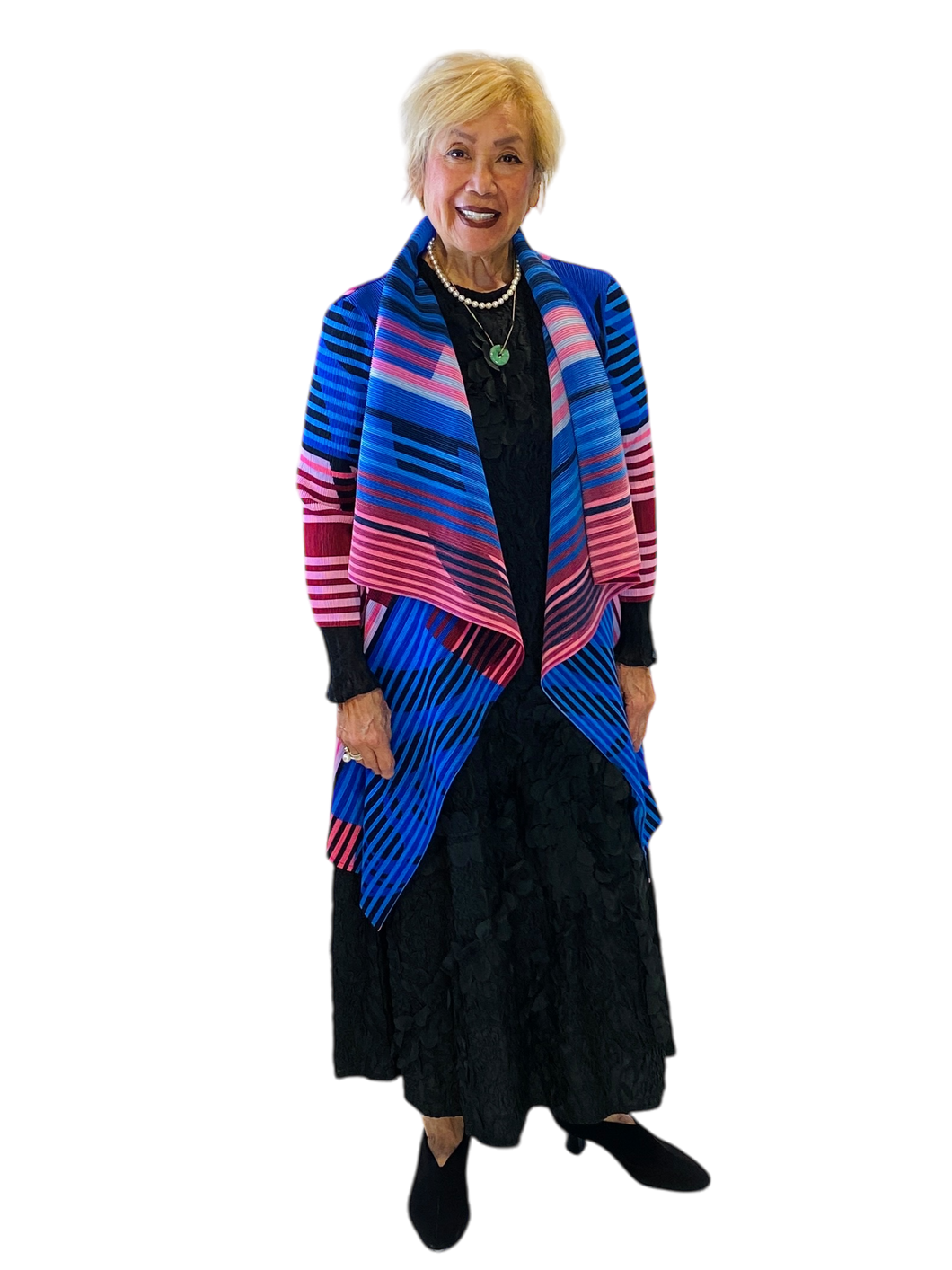 stripes and more pleated cardigan by vanite