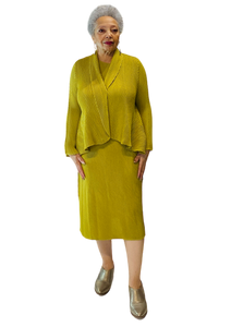 lemony/chartreuse dress and jacket set by vanite couture
