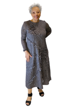 grey embossed texture floral dress by vanite couture