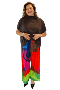 multicolor permanent pleat pants by vanite couture