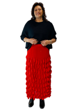 red popcorn texture skirt by vanite couture