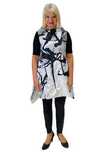 cowl neck black and white tunic by xenia