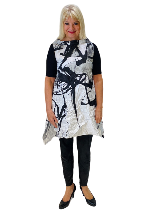 cowl neck black and white tunic by xenia