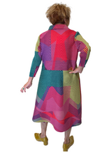 permanent pleat button front duster in fun and boistrous colors by vanite couture