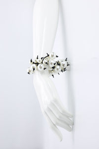 Hand-crocheted Faux Pearl Bracelet White - Jianhui London