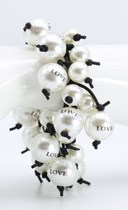 Hand-crocheted Faux Pearl Bracelet - Love letter - Jianhui London