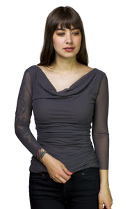 ruched top with sleeves from petit pois