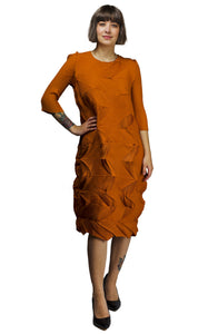 elbow sleeve pleated dress from vanite couture