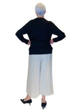 permanent pleat stripe cream palazzo pant by vanite couture