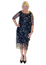 beautiful black & silver lined mesh special occasion dress by xenia